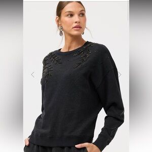 NWT JOHNNY WAS FRENCH TERRY BEADED SWEATSHIRT